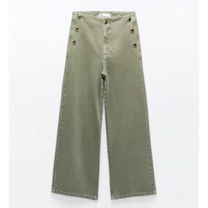 Zara 1889/155/506 high rise wide leg cropped rigid jeans with gold buttons